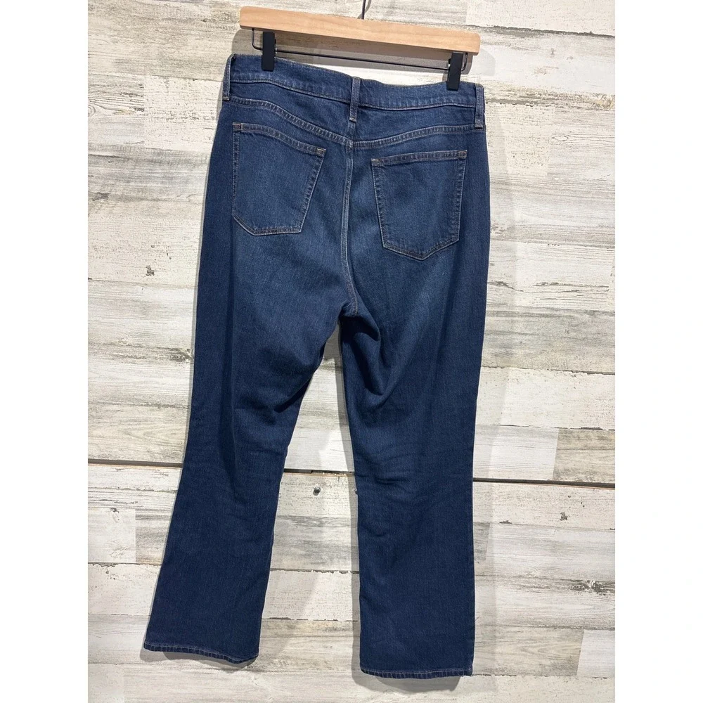J.Crew Mid Rise Flare Crop Jeans Women Size 29T Blue Button Fly Stretch Classic‎